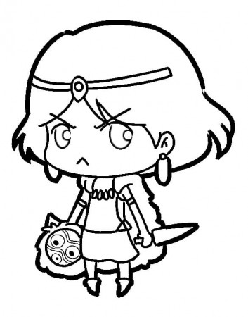 Chibi Princess Mononoke Coloring Page - Anime Coloring Pages