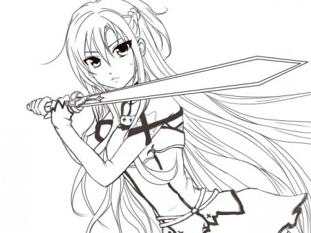 Sword Art Online Asuna Coloring Pages Sketch Coloring Page | Online coloring  pages, Coloring pages for girls, Cat coloring page