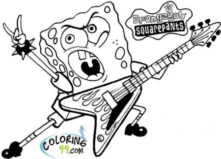 Printable Spongebob Squarepants Becoming A Rockstar Coloring Page ...