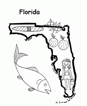 Florida State outline Coloring Page | Florida outline, Coloring pages, Map  of florida