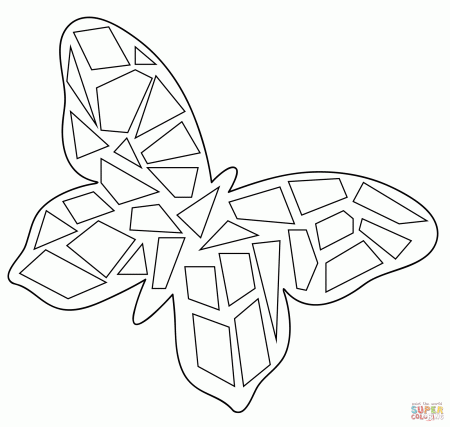 Butterfly Mosaic coloring page | Free Printable Coloring Pages