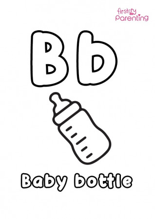 B For Baby Bottle Coloring Page for Kids | FirstCry Parenting