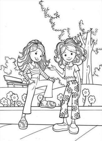 Groovy Girls Waiting for a Date at Park Coloring Pages | Batch ...