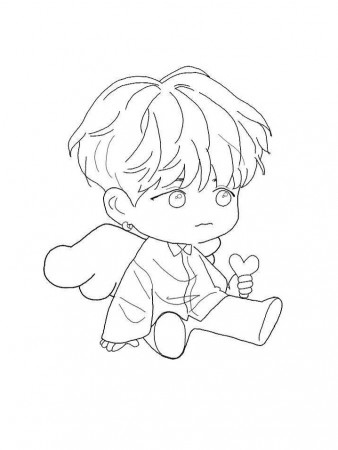 Chibi SUGA Coloring Page - Free Printable Coloring Pages for Kids