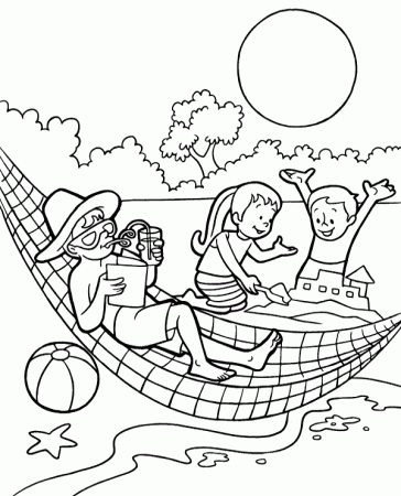 Summer hammock printable coloring page - Topcoloringpages.net