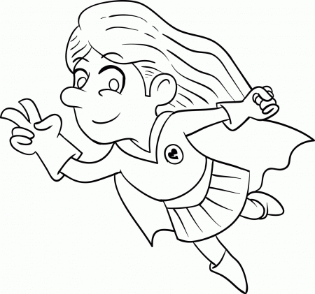 Superhero Kid Girl Coloring Page 04 | Wecoloringpage