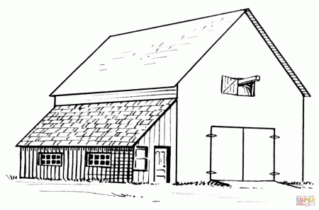 Barn and Lean-to coloring page | Free Printable Coloring Pages