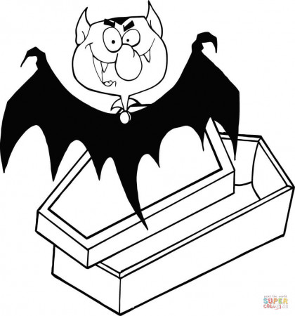 Count Dracula out of the coffin coloring page | Free Printable ...