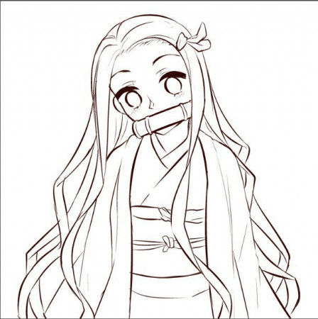 Anime Coloring Pages Nezuko - Coloring and Drawing