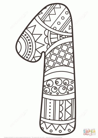 Number 1 Zentangle coloring page from Zentangle Numbers category. Select  from 27007 printable crafts of car… | Animal coloring pages, Coloring pages,  Coloring books