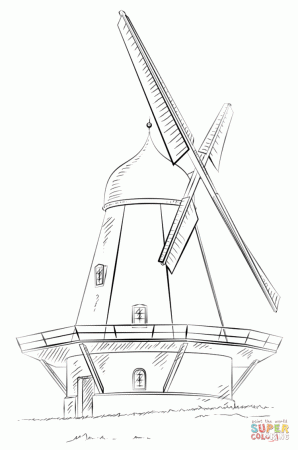 Dutch Windmill coloring page | Free Printable Coloring Pages