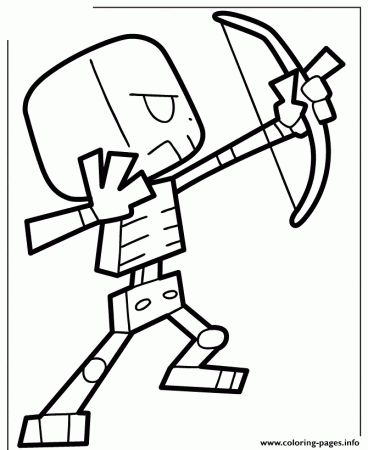 Cartoon Minecraft Skeleton Coloring Pages Printable