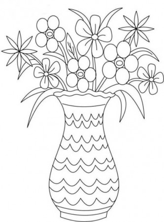 Picture of Flower Bouquet in Vase Coloring Page: Picture of Flower ...