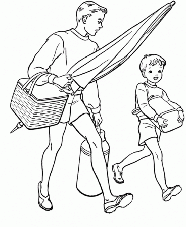 July 4th Coloring Pages - Picnic at the beach Coloring Page Sheets ...