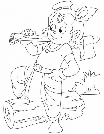 Lord Krishna is cutting wood with his axe coloring pages ...