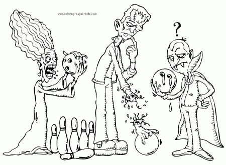 Scary Bowling color page - Coloring pages for kids!