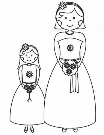 Bridesmaid Flower Girl - Free Printable Coloring Pages
