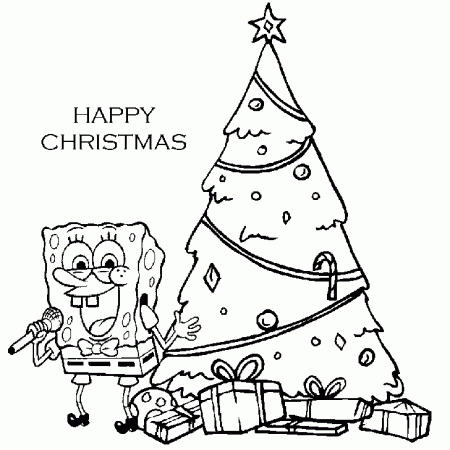 Spongebob Singing for Happy Christmas Coloring Pages – Spongebob 