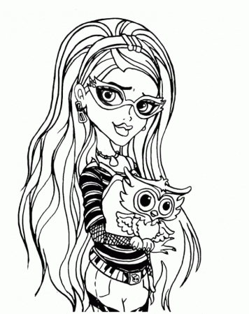 Ghoulia Yelps With Pets The Owl Coloring Pages - Monster High 