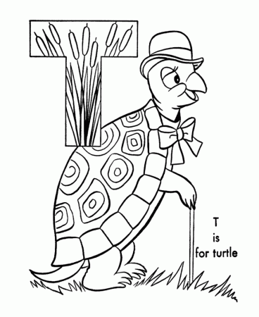 ABC Alphabet Coloring Sheets - ABC Turtle - Animals coloring page 