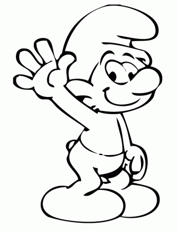 Smurf Waving Coloring Page | Free Printable Coloring Pages