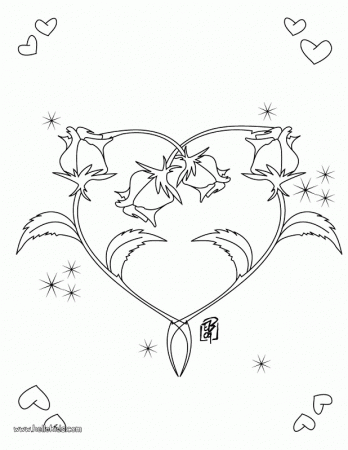 Roses And Hearts Coloring Pages