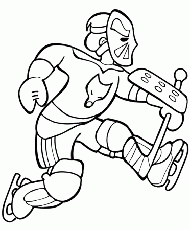 Hockey Coloring Page | Goalie Kicking Foot Out