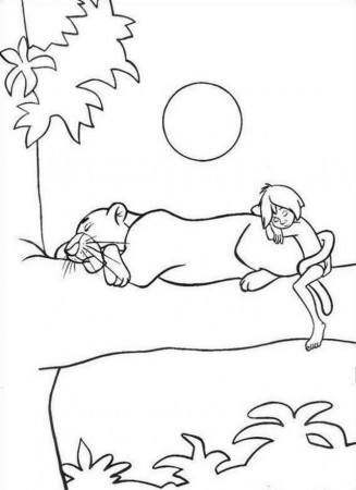 Jungle Book Night Sleeping On Tree Coloring Page Coloringplus 