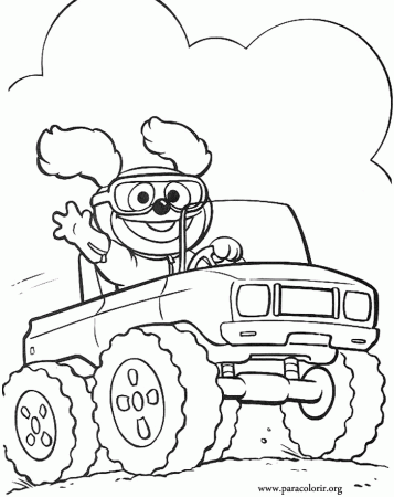 Muppet Babies - Rowlf driving a car coloring page