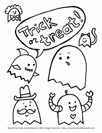 Free Halloween Printable Coloring Book Pages - Hearts and Laserbeams