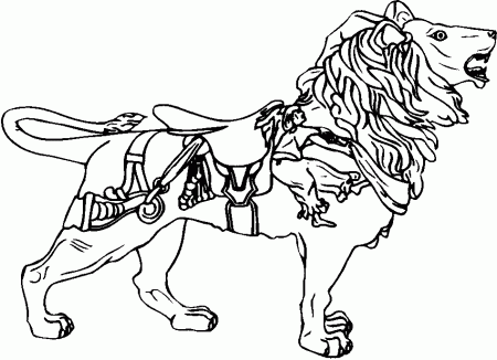 winter carousel lineart Colouring Pages
