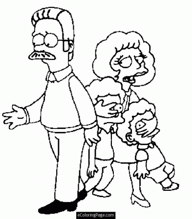 The Simpsons Ned Maude Rod and Todd Flanders Coloring Page for 