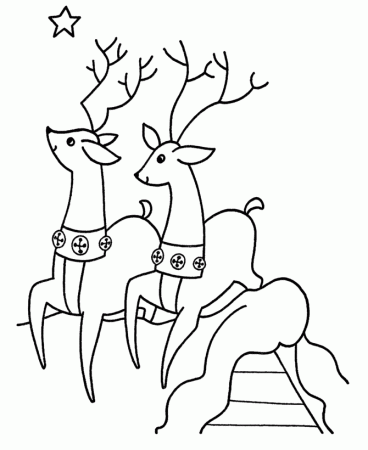 Christmas Santa Coloring Page - Santa's Reindeer check the stars 