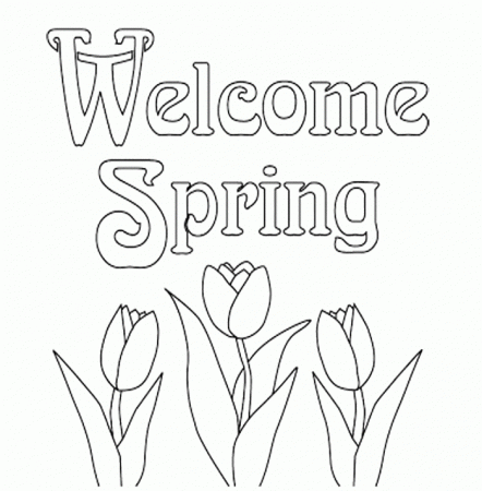 Print Out Spring Flowers Tulips Coloring Page For Kids - Spring 