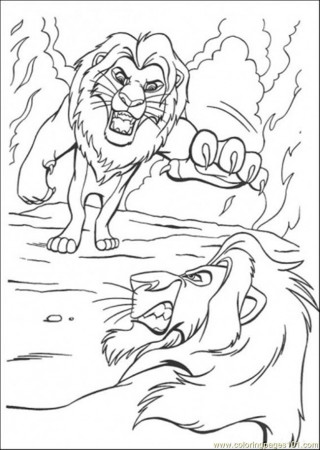 Coloring Pages Fighting With Scar (Cartoons > The Lion King 