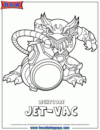Skylanders Giants Air Lightcore Jet Vac Coloring Page | Free 