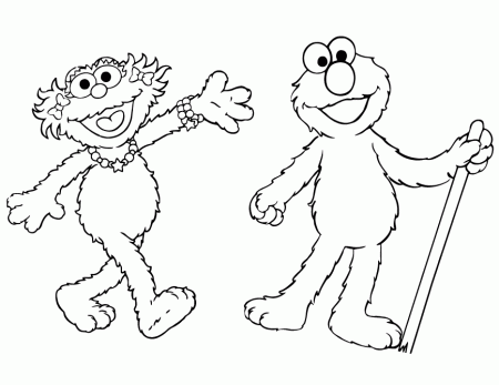 Zoe And Elmo Coloring Page | HM Coloring Pages