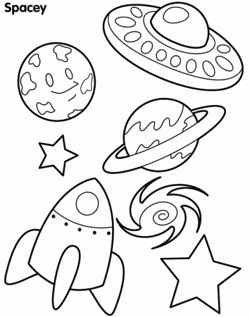 Rocket and planet coloring page | Liam's Space Birthday