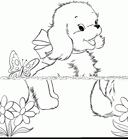 colours drawing wallpaper: Beautiful cute puppies Colour Drawing 