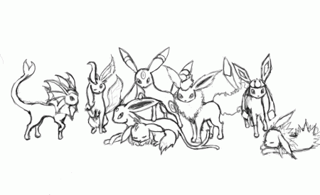 Cartoon Coloring Eevee Family Colouring Pages Eevee Family Part 