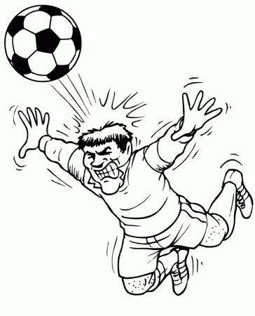 Soccer Coloring Page | Serious player diving for ball