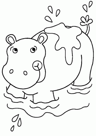 Hippo Coloring Pages Printable | Animal Coloring Pages | Kids 