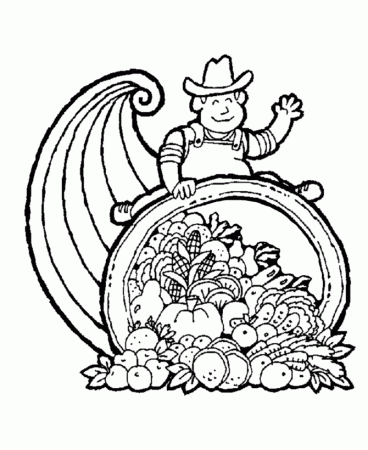 Thanksgiving Day Coloring Page Sheets - Cornucopia 2 (Horn of ...