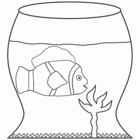 Clown Fish in a Fish Bowl - Coloring Page (Fish)