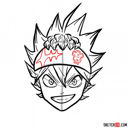 How to draw Asta from Black Clover anime - Sketchok easy drawing guides