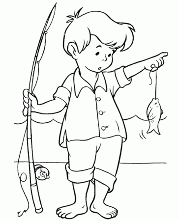 Boy and fish coloring page - Topcoloringpages.net