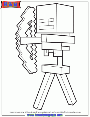 Skeleton And Arrow From Minecraft Game Coloring Page | Minecraft coloring  pages, Minecraft skeleton, Minecraft printables