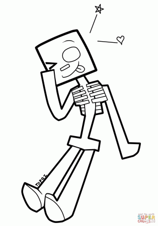 Minecraft Cartoon Skeleton coloring page | Free Printable Coloring Pages