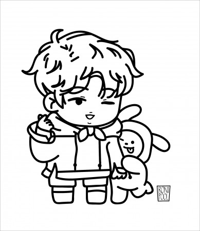 Bts Fanart Bt21 Chimmy and Jimin Chibi Coloring Page - ColoringBay