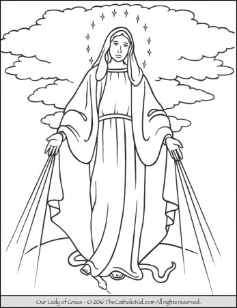Our Lady of Grace Coloring Page Mary - TheCatholicKid.com